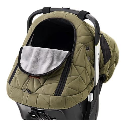 Baby Car Seat Cover Winter: Sprouterie Car Seat Cover Baby - Infant Carseat Canopy Waterproof for Cold Weather Zipper Flap Windproof Universal Fitted Warm and Cozy for Boy Girl Newborn Khaki