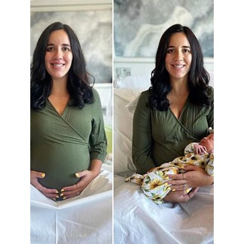 Solid Olive Knit Maternity Robe | Caden Lane