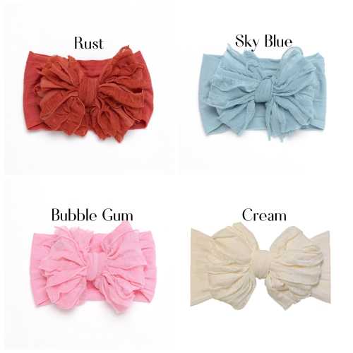 Big RUFFLE Bow Headband, Baby Girl Headwrap, Baby Turban, Baby Head Wraps, Newborn Bow Headband, Bow Toddler Headbands, Baby Girl Headbands