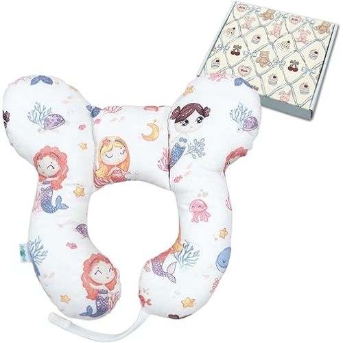 Baby Neck Pillow, U-Shape Pillow for Car Seat and Stroller Use, Soft Lightweight Pillow for Babies and Toddlers (Mermaid)