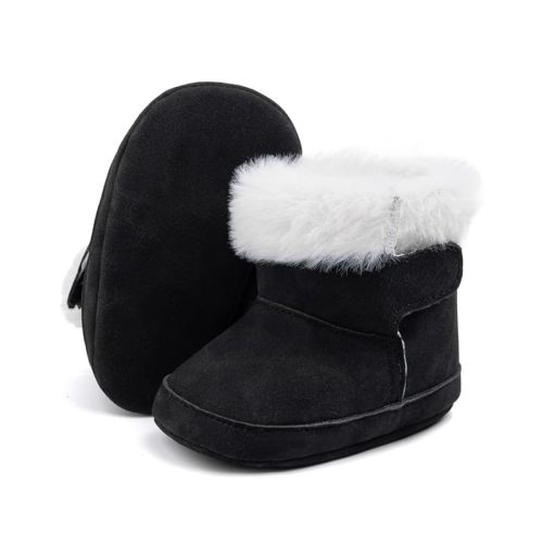 Infant Unisex Warm Fur Lining Soft Boots Baby Winter Ankle Non-Slip Rubber Texture Sole Toddler Winter Snow Crib Shoes