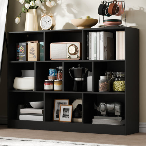 Ebern Designs Presly 3 Tier Cube Bookcase Modern Bookshelf with 10 Cubes & Reviews | Wayfair