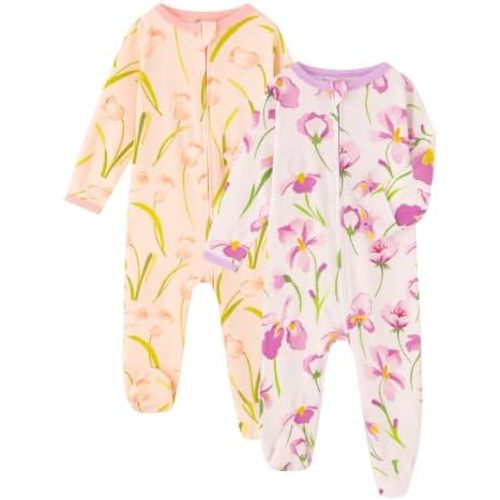 GUISBY Baby Footed Pajamas Cotton Zipper Sleeper, 0-18M