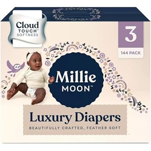 Millie Moon Luxury Diapers (Size-3 and Count-144) Diaper Weight Range: 13 to 24 lbs