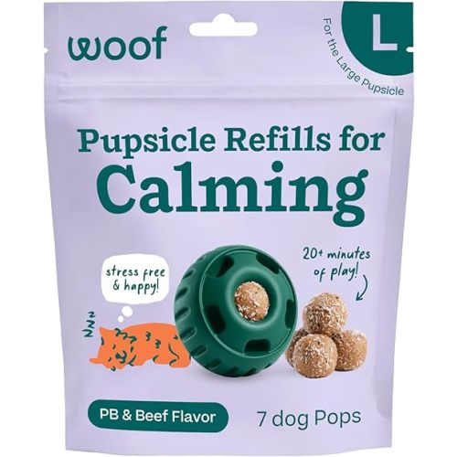 WOOF Pupsicle Refill Pops for Calming - Long-Lasting Refills for The Pupsicle Toy to Promote Calm - Calming Dog Treats - Magnesium for Dogs- Large Pops - 7 Count