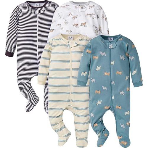 Gerber baby-boys 4 Pack Sleep 'N Play Footie