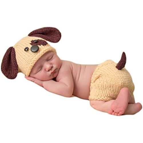 Newborn Baby Photography Props Boy Girl Photo Shoot Outfits Crochet Knitted Puppy Hat Shorts Photography Shoot
