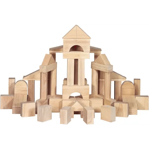 Melissa & Doug Standard Unit Solid-Wood Building Blocks With Wooden Storage Tray (60 pcs)