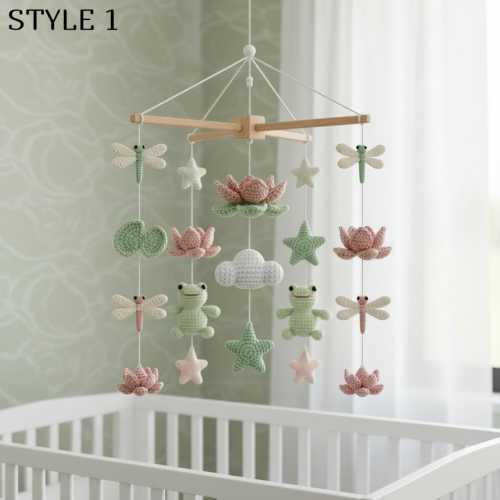 Crochet Baby Mobile, Frog, Dragonfly, Lotus Pond Theme, Nursery Decor