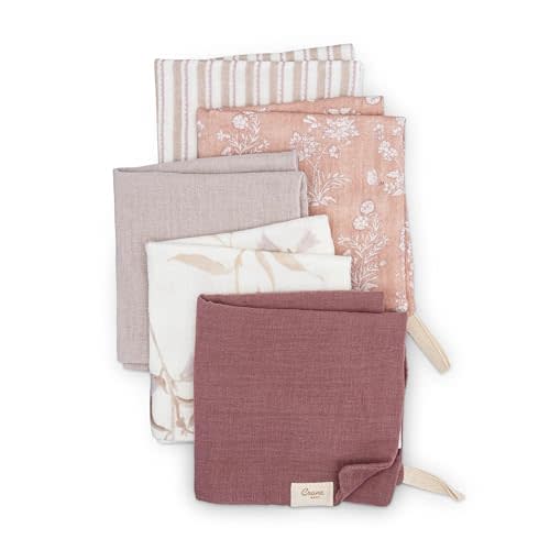 Crane Baby Violet Wildflower Cotton Baby Washcloths, 100% Cotton Muslin Set of 5, Soft Baby Wash Cloths for Newborn Bath Essentials, Infant Face Cloths, Shower Gift For Babies, Newborn Bath Essentials