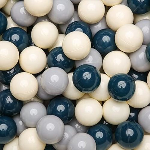 GOGOSO Ball Pit Balls for Toddler, Baby Plastic Playballs Kids Soft Pastel Pelotas Non-Toxic BPA-Free,Dark Green +Gray+White,100 Balls