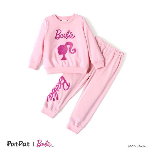 Barbie Toddler Girls Sweatshirts Character Letter Print Cotton Pullover and Elasticized Pants 2 Pieces Outfits Sets Sizes 2-6