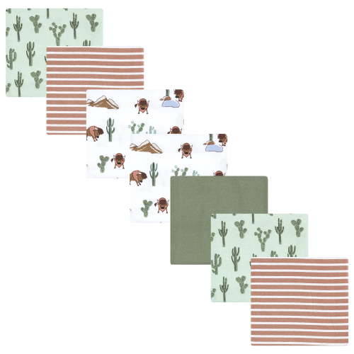 Luvable Friends Hudson Baby Cotton Poly Flannel Receiving Blankets 7pk, Woodland Green, One Size
