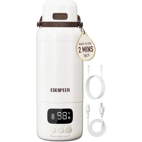 Portable Bottle Warmer for Travel | 3X Faster Heating | 3" Wide Mouth for Easy Cleaning | USB-C & AC Plug-in Power Options | Built-in Sterilizer |Warms Breastmilk & Formula On the Go | 17oz Capacity