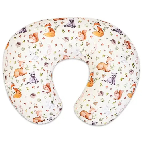 Nursing Pillow Cover for Baby Boy and Girl, Ultra Soft Comfortable Stretchy Removable Slipcover for Newborn Breastfeeding Pillows, Woodland Animals