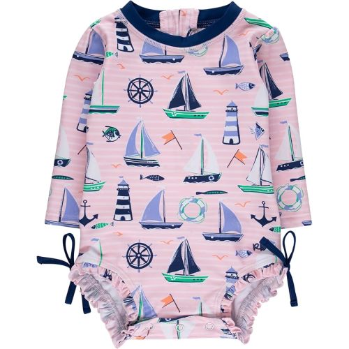 RuffleButts Baby Girls - Pink Sweet Sails, 3-4mos