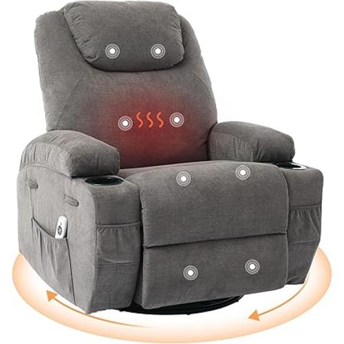 360 Swivel Rocker Recliner Chair for Adults with Massage and Heat, Manual Glider Rocking Chairs for Living Room, Nursery
