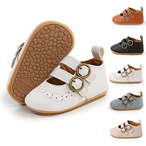 Meckior Infant Baby Girls Soft Sole Bowknot Princess Wedding Dress Mary Jane Flats Prewalker Newborn Light Baby Sneaker Shoes