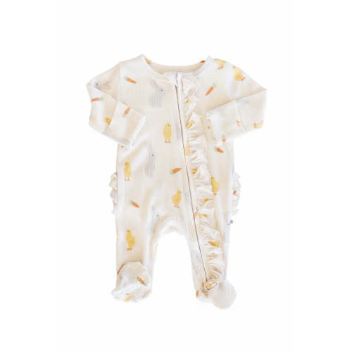 Sweet Peep Bamboo Waffle Ruffle Zipper Footie