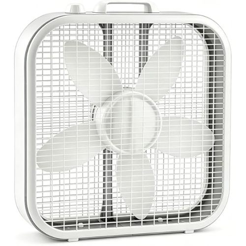 Box Fan - 20'' Portable Electric Floor Fan with 3 Quiet Speeds, 1800 CFM High Velocity Airflow, Weather-Resistant Motor for Window Use, Slim Cooling Unit for Basement, Home and Office, White