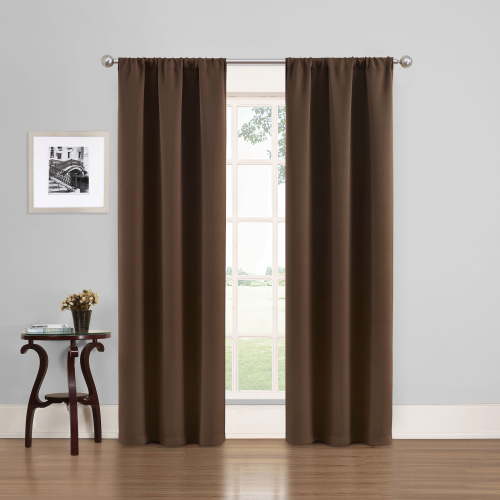 Eclipse Phoenix Blackout Curtain Rod Pocket Panel, Set of 2, Chocolate Brown, 37" W x 84" L