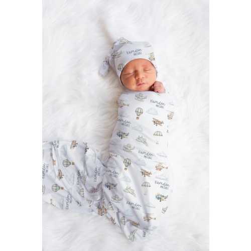 Airplanes Swaddle Blanket With Name Custom Helicopter Blanket Personalized Airplane Baby Shower Gift For Boy Baby Name Blanket Coming Home