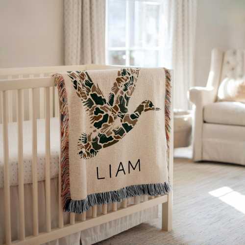Personalized Camo Mallard Duck Blanket Mallard Duck Nursery Decor Baby Shower Gift Mallard Duck Name Blanket Mallard Hunting Name Blanket