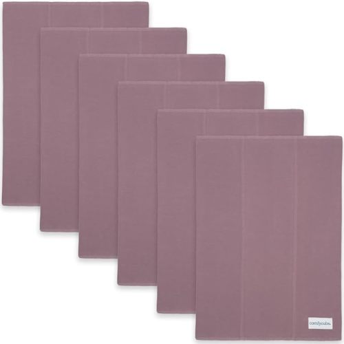 Comfy Cubs Baby Burp Cloths Set (Pack of 6) - Large, 6-Layer, Ultra Absorbent 100% Cotton for Infant Spit-Up, Drool, and Messes - Soft, Gentle, Thoughtful New Born Baby Gifts, Mulberry