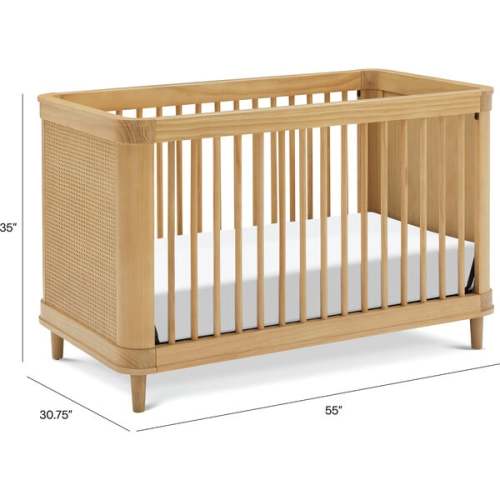 Marin with Cane 3-in-1 Convertible Crib, Honey Cane - Namesake | Maisonette