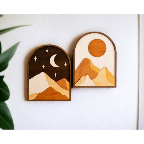 Boho Sun And Moon, Total Solar Eclipse 2024, Moon Wall Decor, Minimalist Art , Wood Wall Art Décor, Scandinavian Decor, Unique Wall Art J53