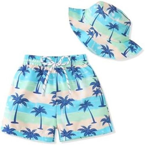 NZRVAWS Toddler Baby Boys Swim Trunks Boy Swimsuit Little Boys Beach Short Bathing Suit Kids Quick Dry Swimwear Hat12M-5T
