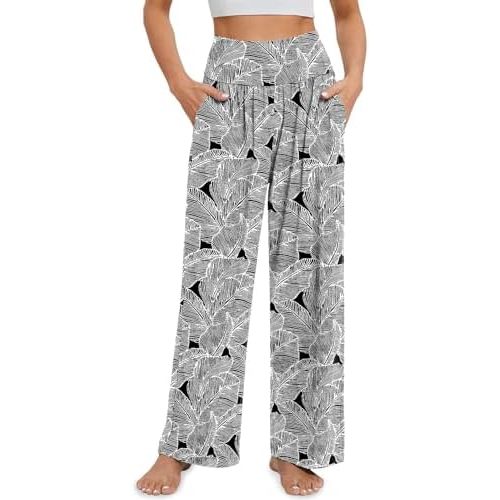 Gracyoga Wide Leg Yoga Pants for Women Casual Loose Cozy Sweatpants High Waisted Lounge Pajama Flowy Pants With Pockets