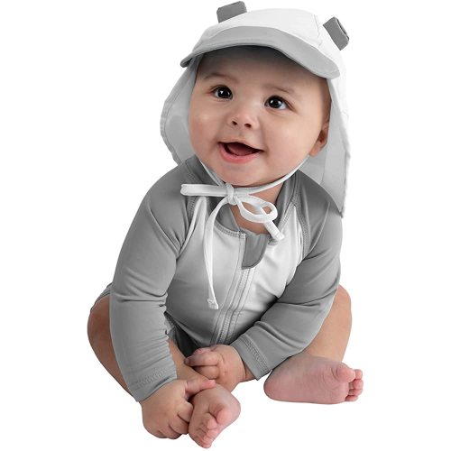 Cuddle Club UPF 50+ Long-Sleeve Baby Swimsuit, Sun Protection Sunsuit for Newborn, Infant, Toddler - Boys and Girls