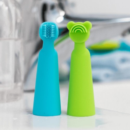 oogiebear fingerbrush and tongue scraper - Blue and Green