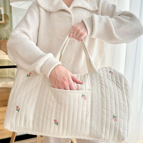 Mom Essentials Duffle Tote Bag | Hospital Bag | Tulip