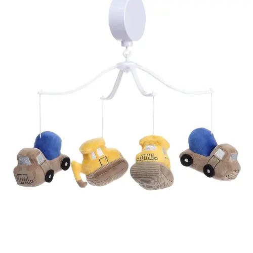 Bedtime Originals Construction Zone Musical Baby Crib Mobile Soother Toy- Trucks