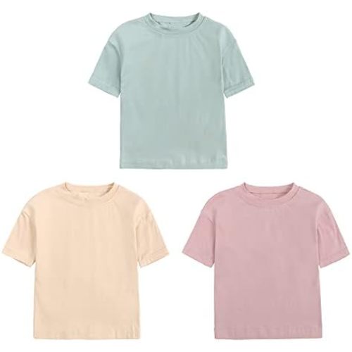 ZFTTZYMX Baby Boys Girls Solid T-Shirts Crew Neck Short Sleeve Casual Tops Toddler Kids Summer Cotton Tees