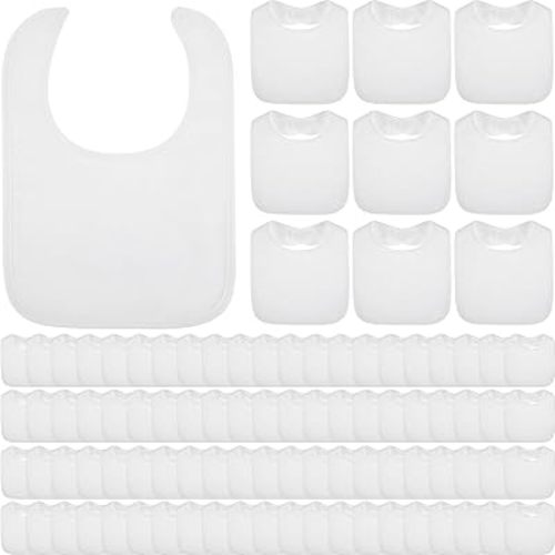 Toulite 30 Pcs White Bibs for Baby Washable Reusable Waterproof Cotton Feeder Bibs with Double Sided Design for Baby Shower Activity and Gifts
