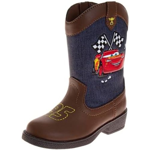 Josmo Kids Character Cowboy Boots Paw Patrol Cars Lightning McQueen Spider-Man Hello Kitty Calf High Western Country Boots for Boys 5-10 Toddler/ 11-12 Little Kid