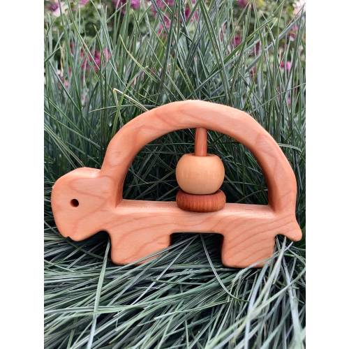Baby Rattle Turtle, Wood Rattle - Meets CPSC Requirements
