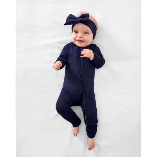 Classic Navy Luxe Bow Headband | Little Sleepies