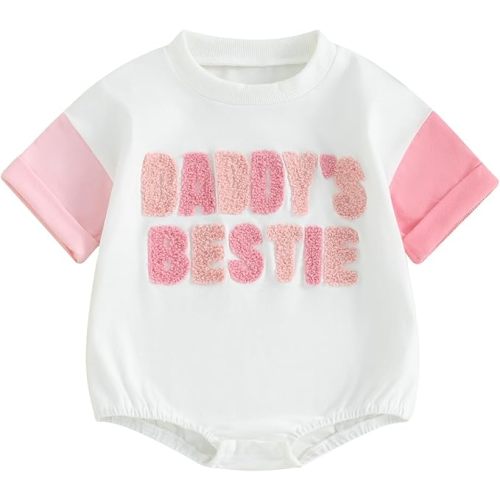 Sejardin Newborn Baby Girl Romper Daddys Girl Summer Clothes Short Sleeve Round Neck Playsuit Infant Girl Outfit