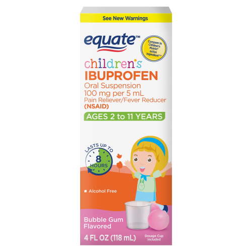 Equate Children's Ibuprofen Oral Suspension 100 mg per 5 mL (NSAID), Bubble Gum Flavor, 4 Fluid ounce (US) HSA/FSA Eligible