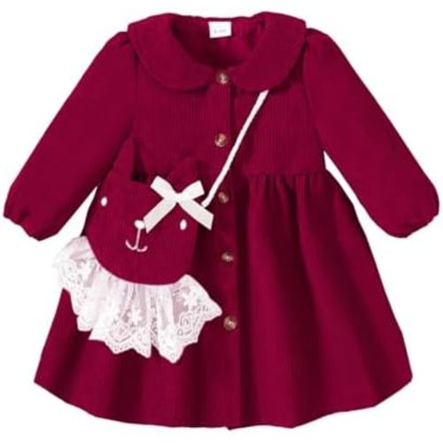 18-24mth Toddler Baby Girl Dress Fall Winter Clothes Outfits Dresses with Cute Satchel for Baby