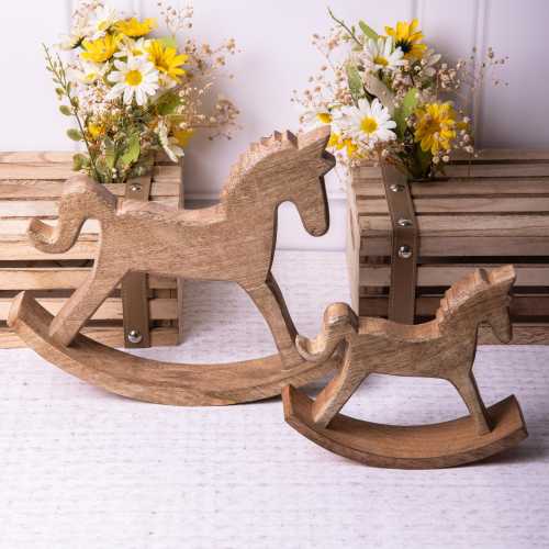 Vintage Wooden Small Rocking Horse Children's Traditional Baby Nursery Decor Gift