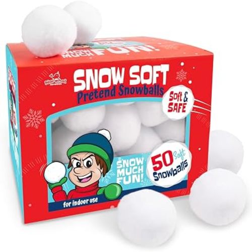 Narwhal Novelties 50 Pack Fun Fake Snowball for Kids 2 Inches - Artificial Snowballs Bulk for Indoor and Outdoor - Snow Ball for Decorations, Winter Toy Games Fights - Fun Christmas Party Activities