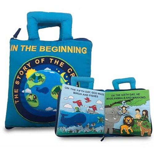 Pockets of Learning in The Beginning Quiet Book Explore The Story of Creation | Fabric Activity Busy Book for Toddlers and Children | Educational and Engaging Bible Church Book