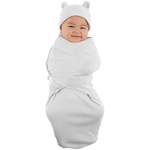 Cuddle Club Baby Swaddle | 100% Cotton Adjustable Velcro Newborn Blanket Wrap - with Novelty Hat Beanie