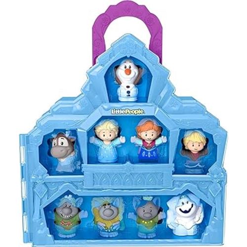 Fisher-Price Little People Toddler Playset Disney Frozen Carry Along Castle Case with 9 Figures for Preschool Kids Ages 18+ Months