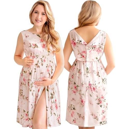 ECO BABY Made With Love 3-in-1 Labor and Delivery Gown for Hospital, Nursing Nightgown, Maternity Dress for Breastfeeding